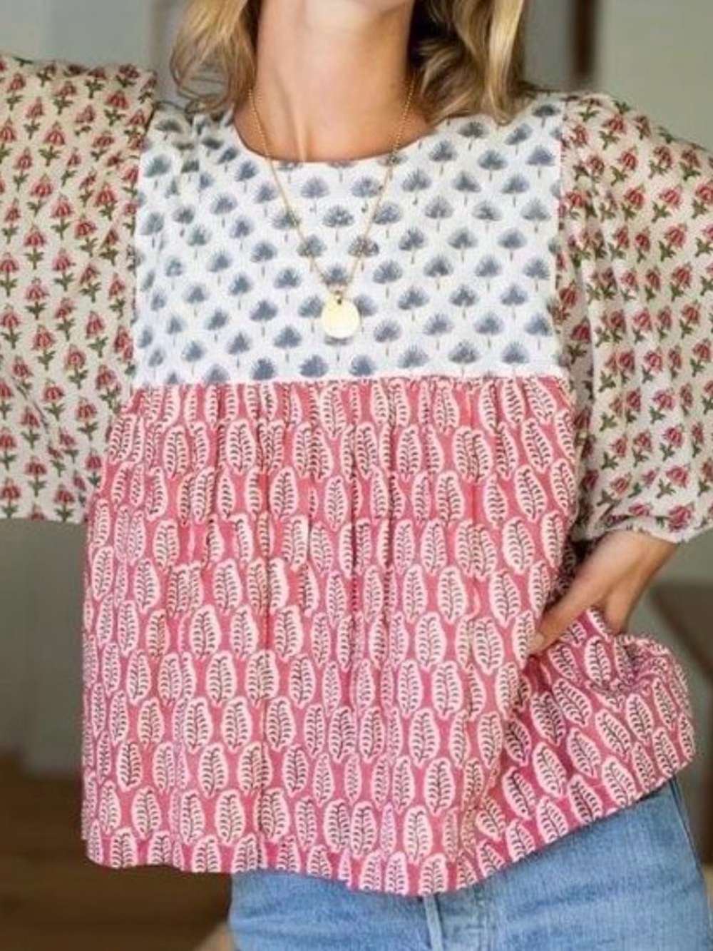 Emerson Fry India Collection Organic Cotton Boho Blouse